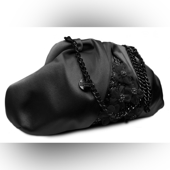 Badgley Mischka Floral Embellished Satin Evening Bag - Picture 2 of 4